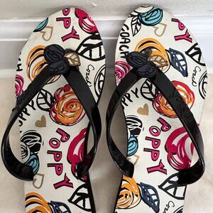 Coach Kasey Signature Poppy Print Flip Flps